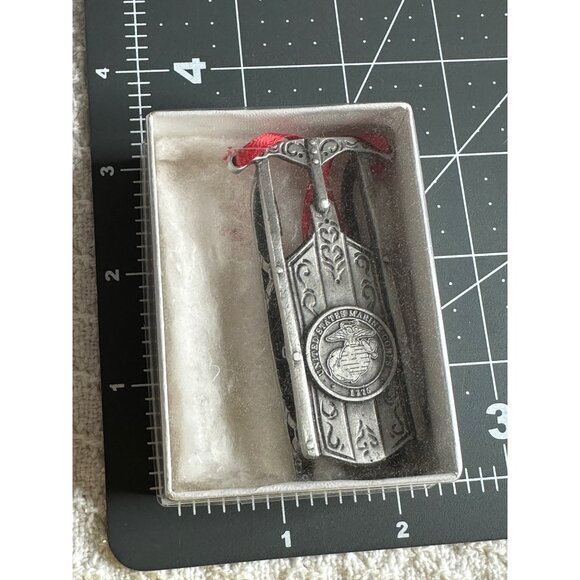 unknown Other - Christmas Ornament Eagle Globe Anchor USMC Hanging Pewter Holiday Veteran Gift